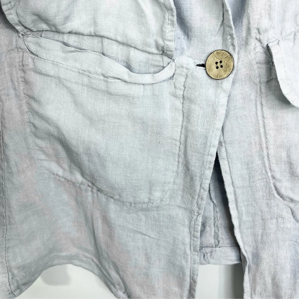 Made in Italy 100% pure Italian linen pale grey lightweight blazer jacket S